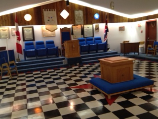 Interior of the Buffalo Park Lodge room facing east